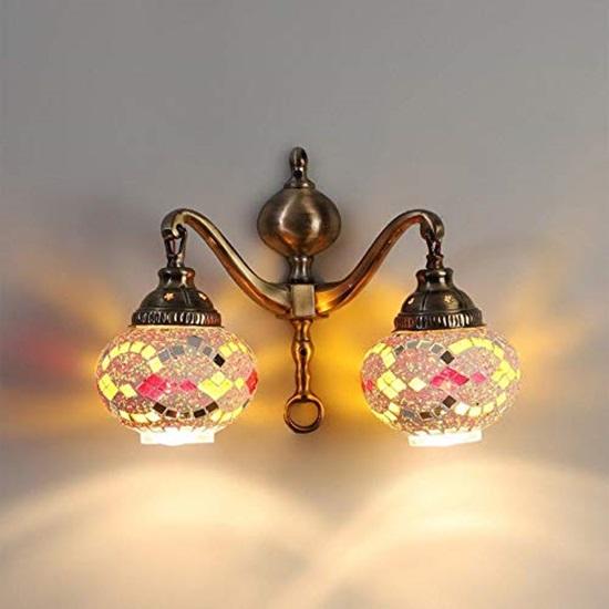 Двойной металлический настенный светильник, латунный настенный светильник в португальском стиле, бра, настенный светильник без лампы переменного тока