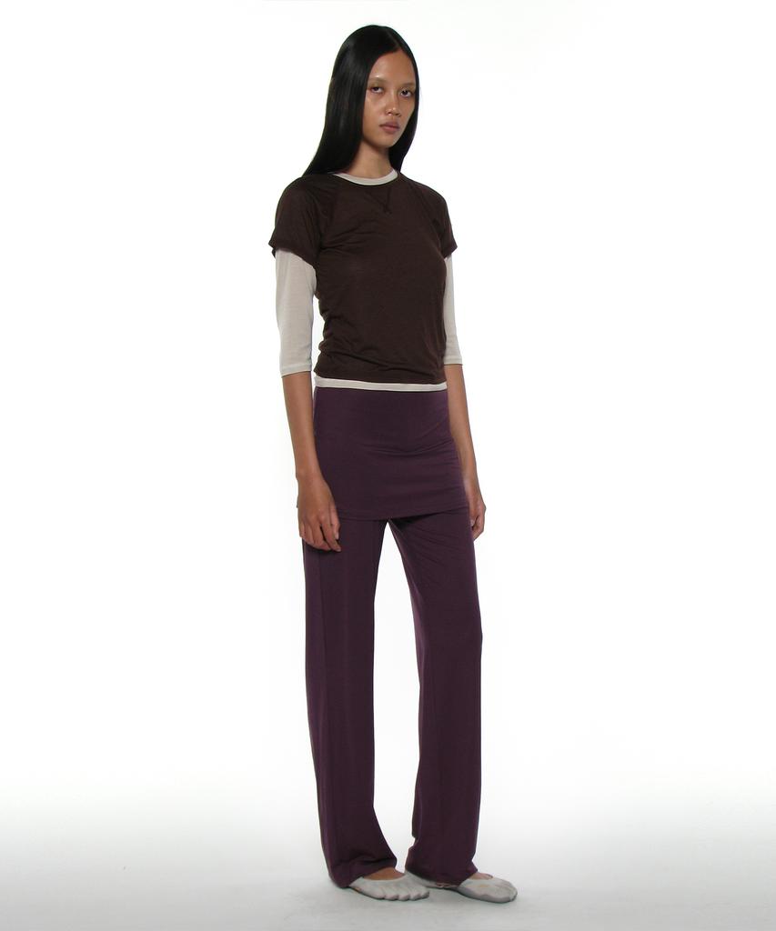 PARTIMENTO WOMEN Pwc Sheer Raglan Stitch Short Sleeve Tee_Brown