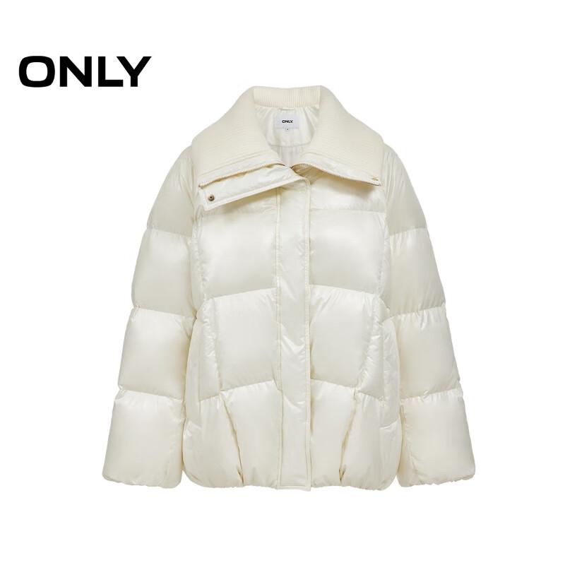 ONLY 2025 Winter Women's 90% White Duck Down Ribbed Lapel Loose Down Jacket