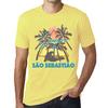 Herren Vintage T-Shirt Grafik T-Shirt Sommer Dreieck S?o Sebasti?o Blassgelb