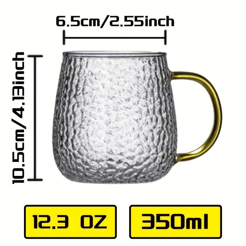 12.3oz Glass Handle Hammered Heat-resistant Glassware Reusable Juice Iced Coffee Tea Summer Drinks Milk And Cocktail Drinking Cups Household Kitchen S