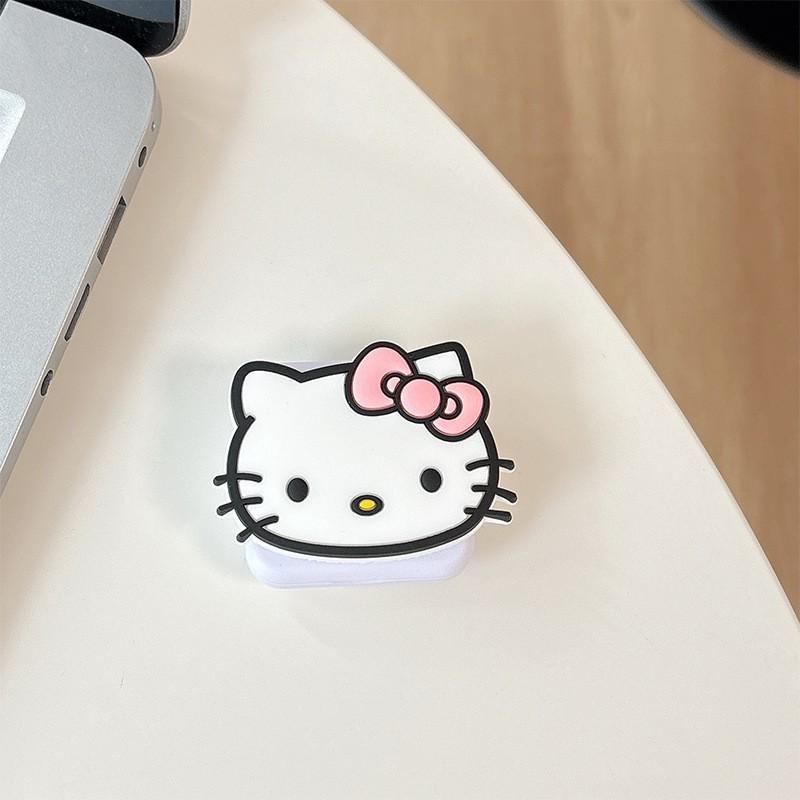 

Cartoon KT Cat Flip Mirror Phone Airbag Holder Adhesive Portable Makeup Korean Ins Retractable Ring