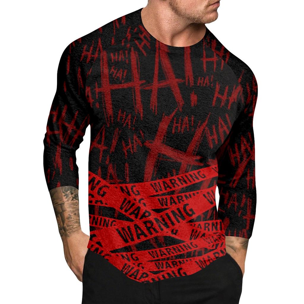 Halloween Print Raglan Sleeve Men's Long Sleeve Top