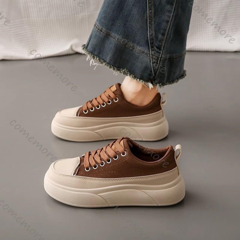 Fashion Comemore 2025 Spring New Thick Bottom Sneakers for Women Casual Flat Heightening Mixed Color Fashion Leisure Sport Women's Shoes