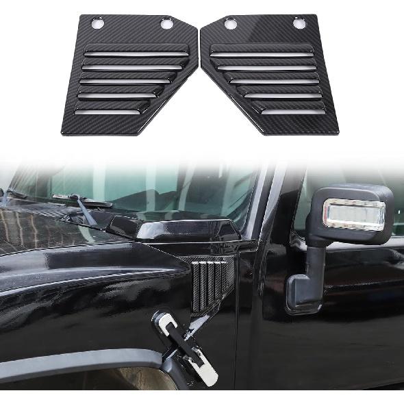 2PCS Car Side Vent Cover Hood Intake Bezel Trim Molding Compatible with 2003-2009 Hummer H2,Side Scoop Hood Cover Car Exterior Accessories (Carbon