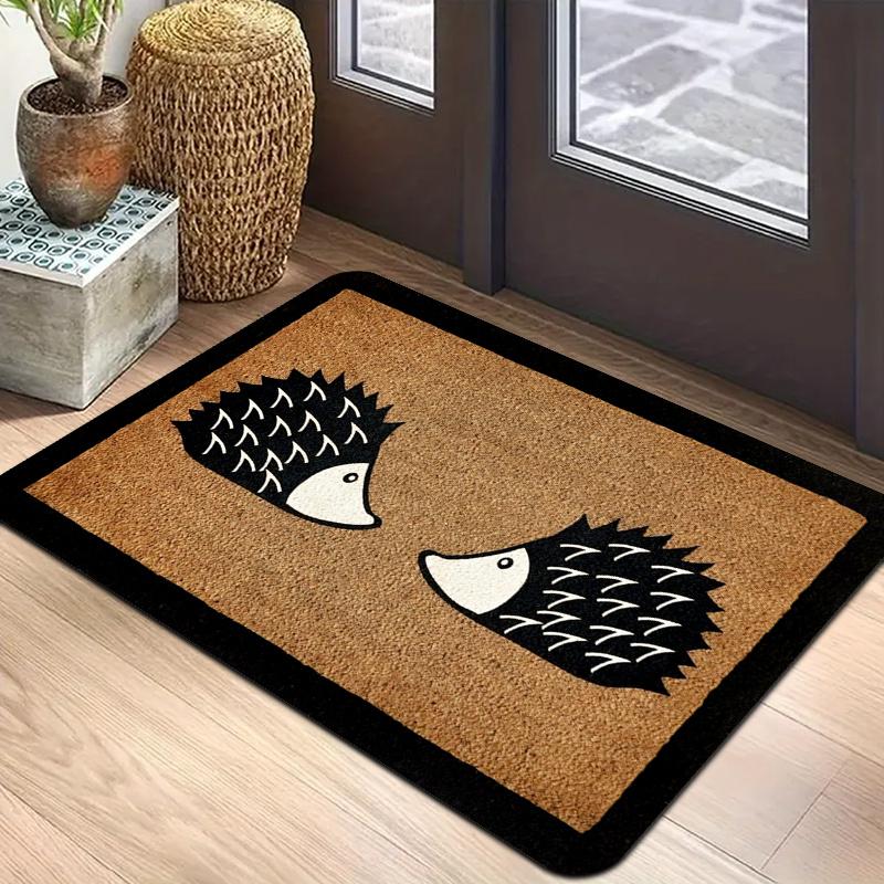 Nordic Style Double Hedgehog Print Flannel Rug Non-Slip Absorbent Large Area Carpet for Living Room Sofa Bedroom Home Decor