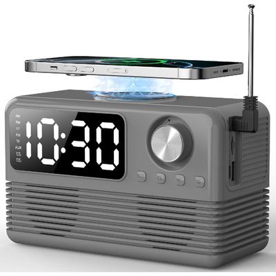 Γρήγορος ασύρματος φορτιστής 15W με ηχείο Bluetooth και ραδιόφωνο ξυπνητήρι, ασύρματος σταθμός φόρτισης 4 σε 1 για iPhone, τηλέφωνα Android με ραδιόφωνο FM