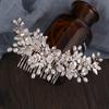Braut Hochzeit Blume Hochzeit Haarkamm Kristall Haarschmuck mit Perle Braut Seitenkämme Kopfschmuck für Frauen Tiara Kopfschmuck
