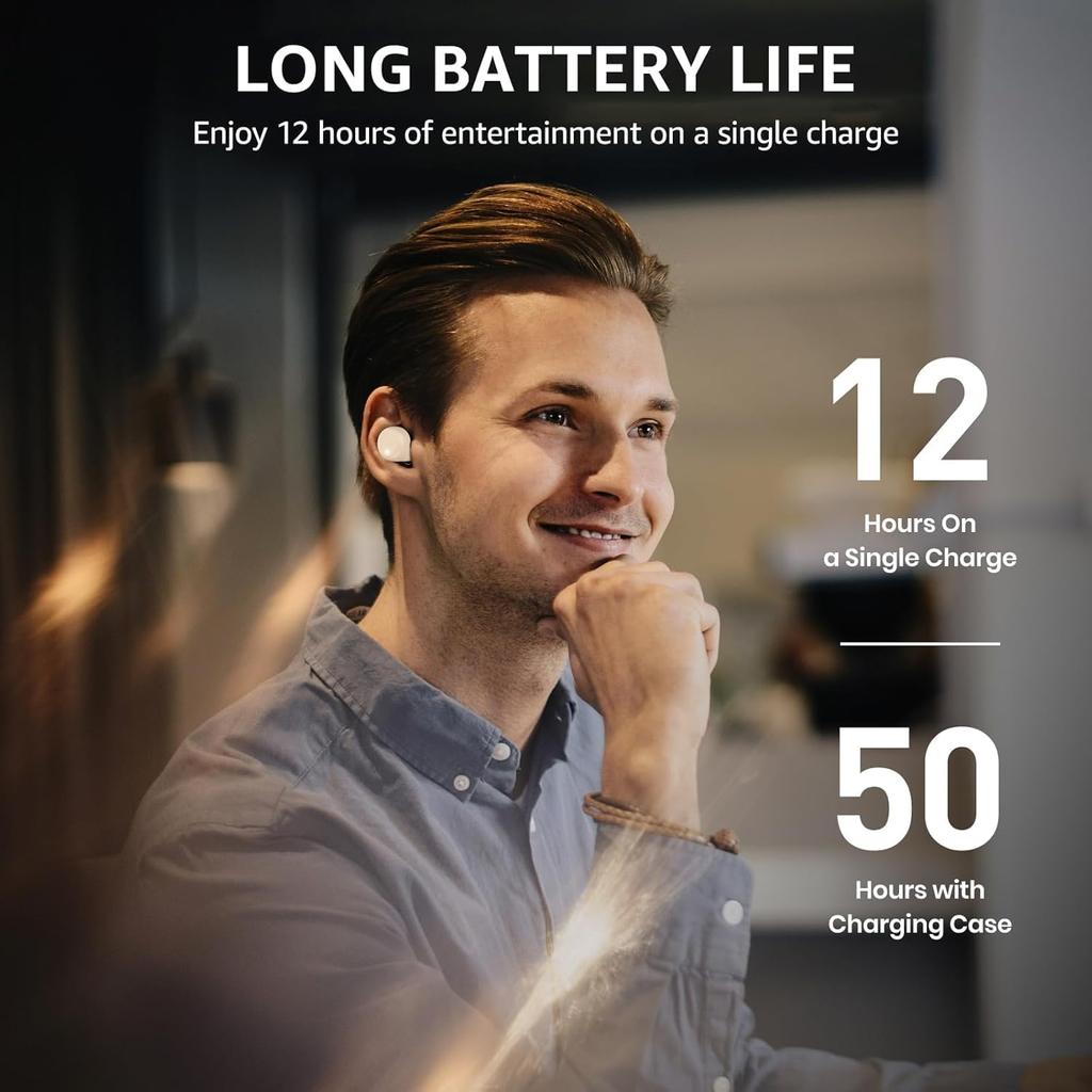 TOZO T6 Earphones Bluetooth Wireless Frequency Warm Sound Small and with ENC during Noise Custom App IPX8 Up to 50 Hours of Continuous Fast Wireless