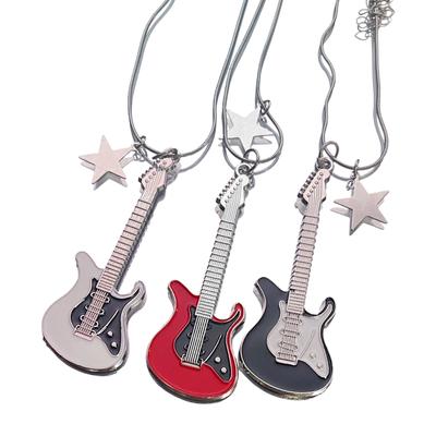 Süße Coole Y2k Stern Gitarre Anhänger Halskette Mode Punk Hip Hop Halskette für Männer Frauen Schmuck Zubehör Geschenk