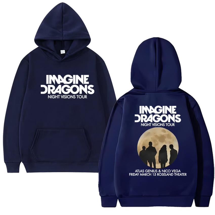 

Rock band Imagine Dragons World Tour Double Sided Graphic Hoodie Men women hip hop punk streetwear Unisex Fleece Casual pullover 3XL