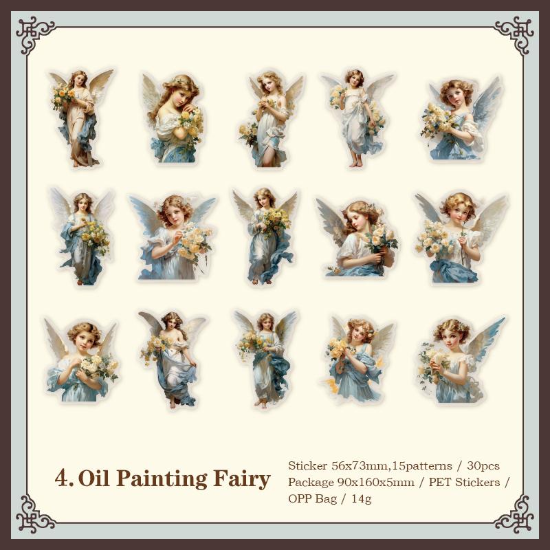 Yoofun 30pcs/lot Vintage Elf Flower Stickers Retro Style Aesthetic Spirit Sticky Labels Collage Junk Journal Scrapbooking diy