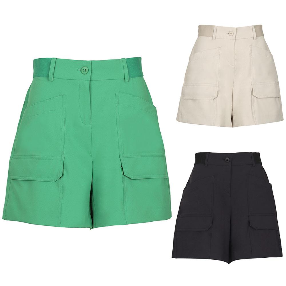 KIM YOUNG JOO GOLF Summer Women'S Double Pocket Shorts Stretch Belt Women'S Golf Cargo Shorts Komlhs94