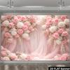 2D Plane Romantic Pink Rose Flower Background Fabric with a Combination of Light Pink and White Rose Globes