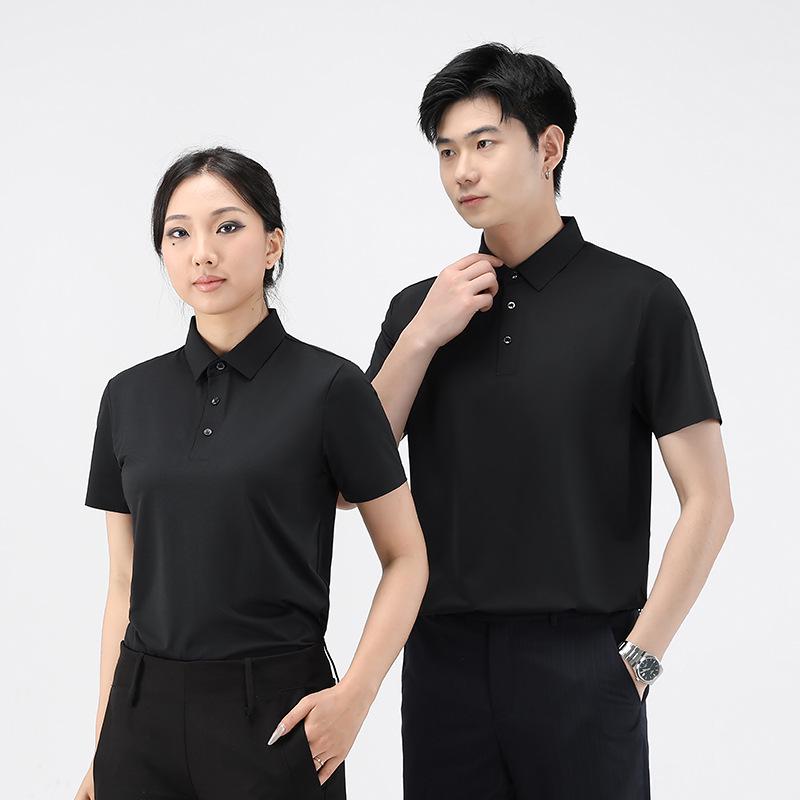 Unisex Summer Polo Shirt: No-Iron, Heat-Press Ice Silk, Business Style Workwear.