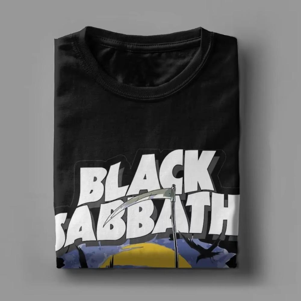 Men's T-Shirt Black Cool Sabbaths Novelty Pure Cotton Tees Short Sleeve T Shirts Crewneck Clothes 4XL 5XL