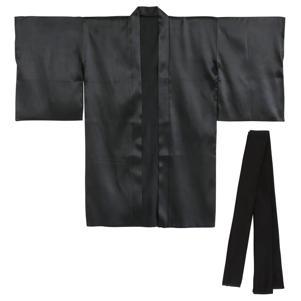 Artec Sports Day Happi Soft Satin Long Happi Coat with Size 14560 Coat, Sleeves, Black, L,
