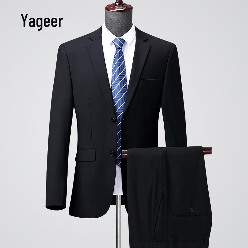 

Мужской шерстяной деловой костюм Yigeer - Однотонный XS чёрный