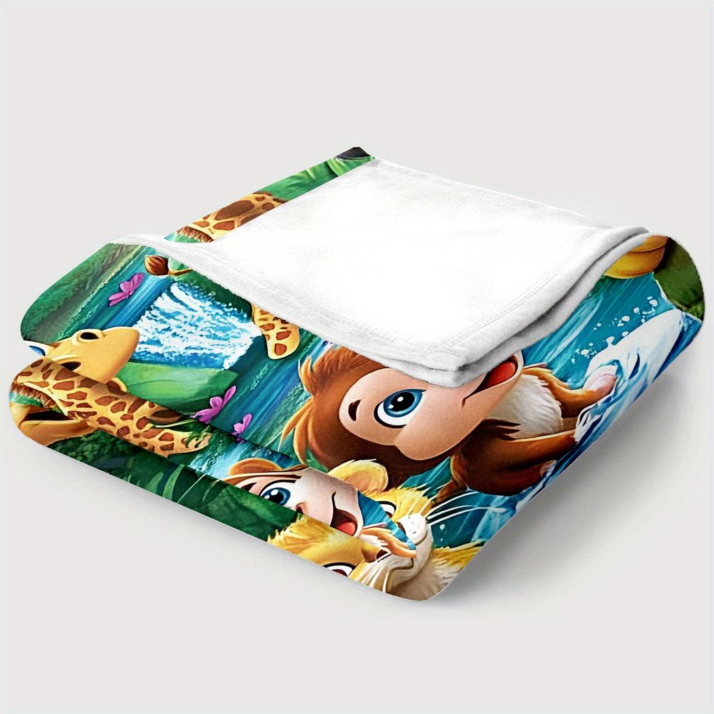 1pc Jungle animal flannel blanket giraffe lion monkey print all season universal sofa blanket travel portable cover blanket