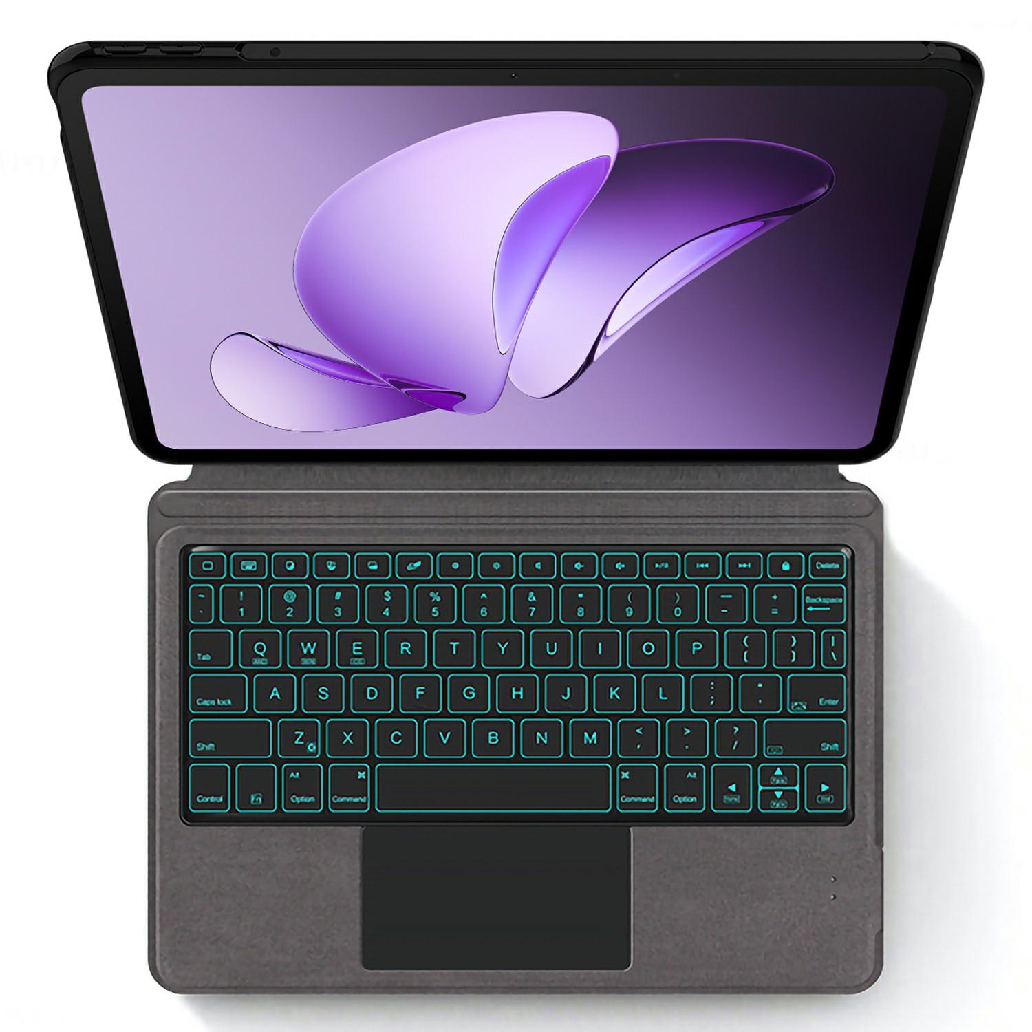 

For Oppo Pad 3 Leather Case+Touchpad Bluetooth-compatible Keyboard with Backlit A