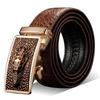 Pablito Stylish No Crocodile Embossed Cowhide Sliding Premium Adjustable Stepless 120cm Men's Belt, Holes, Leather, Auto-Lock Buckle, Leather, Size,