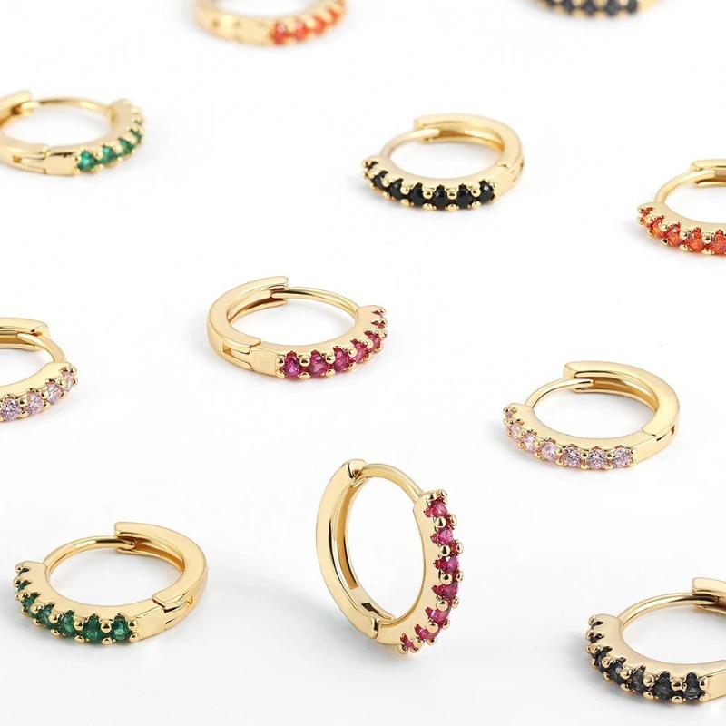Trendy round colorful zircon earrings - women's jewelry