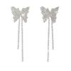 Rhombus Necklace Set Bridal Accessories Fashion Long Tassel Butterfly Earrings Jewelry Set