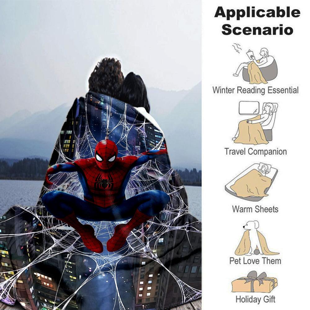 Spiderman Web Flannel Blanket Super Soft Warm Cozy Blanket For Sofa Bed Office Travel Allseason Home Decor Gift