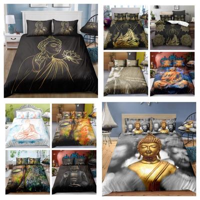 Ensembles de literie 3D bouddhisme impression literie Style chinois maison chambre enfants microfibre housse de couette King Size chambre décor