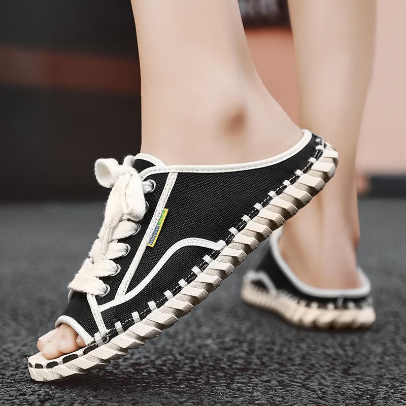 Fashion Handmade stitched denim casual sandals Trendy style design Street walking Daily breathable slippers high-quality summer