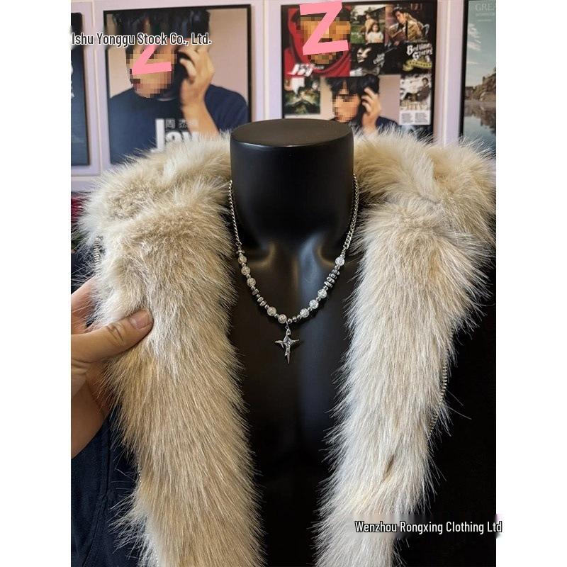 CleanFit Men's Retro Fur Collar Hooded Cotton Jacket - Warm Winter Golden Eagle Short Coat