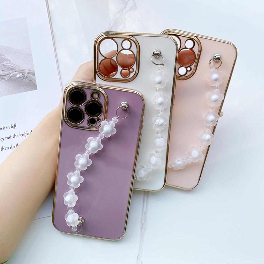 

Роскошный браслет с белыми цветами, мягкий чехол из ТПУ для iPhone 15, 14, 13 Pro Max 8 Plus, Xiaomi 14 Redmi Note 13 Pro, чехлы-цепочки