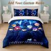 Bedding Set 1 Duvet Cover 2 Pillowcases Blue Lock Print Soft Bed Linen Bedroom Decor