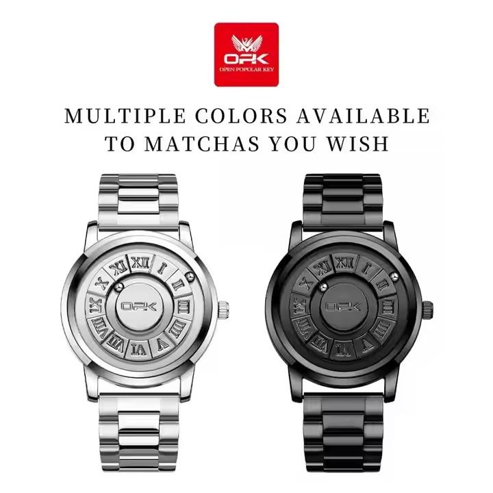 OPK Top Luxury Men Quartz Watches With Magnetic Levitation Hollow Out Stainless Steel Waterproof Men's Watch Oval Case Clock