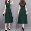 Temperamen Mote Kjoler Sommer Ny Kvinne Ensfarget O-hals Glidelås Bandasje Hepburn-stil Kortermet Lim Middels lang A-linje Kjole