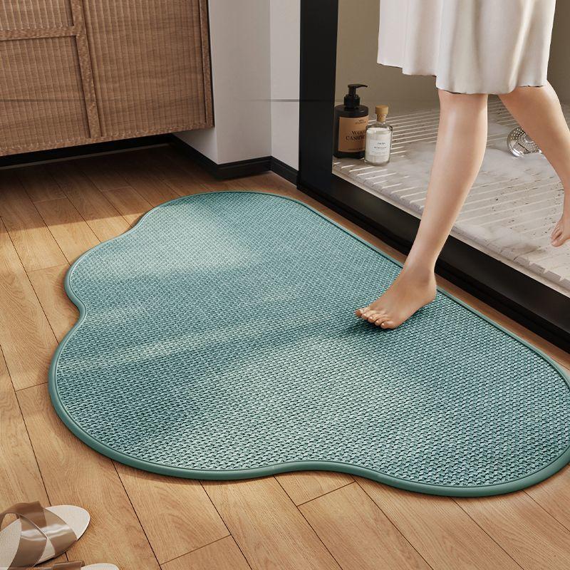 Faux Linen Door Mats Entrance Doormat Rubber Bottom Non Slip Water Absorbent Bathroom Carpet Cloud Shape Rugs Hallway Floor Mats