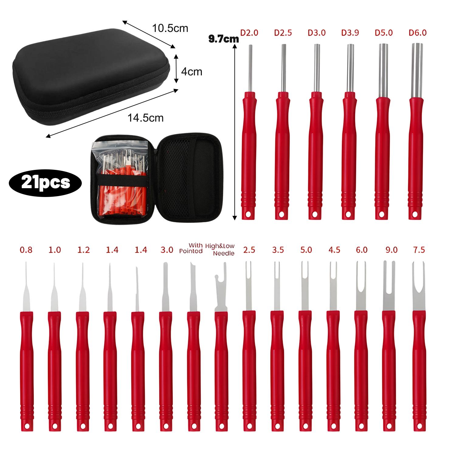 

21Pcs Car Terminal Removal Tool Kit Wire Connector Pin Extractor Puller Release Key Extractor for Auto Electrical Repair Set 21pcs set
