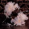 Pink Purple Silk Flower Hair Comb with Lace Edge for Bridal Hairstyle Wedding Headpiece for Chinese Hanfu Hair Accessory