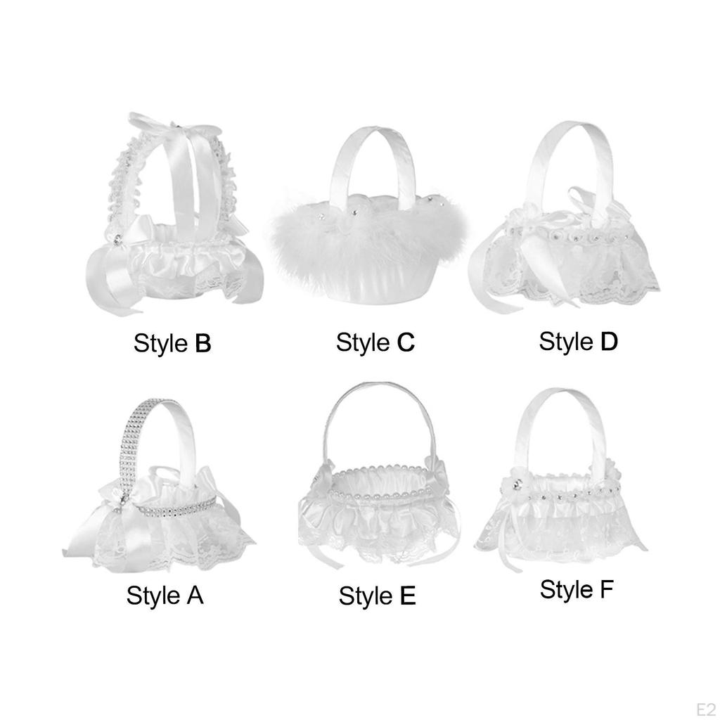 Elegant Wedding Flower Girl Basket Symbol White European Style for Party Supplies Ceremony