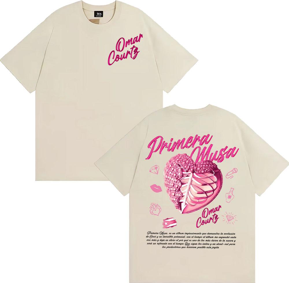 Omar Courtz Primera Musa 2025 Welttournee T-Shirts Unisex Damen Harajuku Hip Hop Popmusik T-Shirt Baumwolle 100 Übergroßes T-Shirt Oberteile