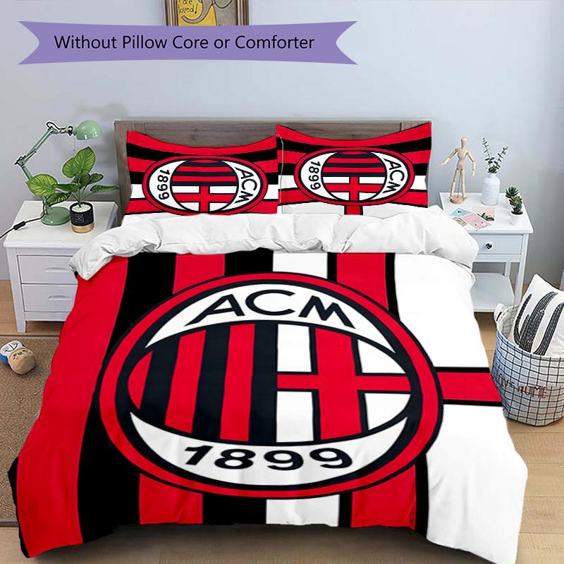 3pcs A-AC Milan Design Cover Set - HD Printed Bedding with 1 Cover and 2 Pillowcases - Perfect for Home and Dorm Decor