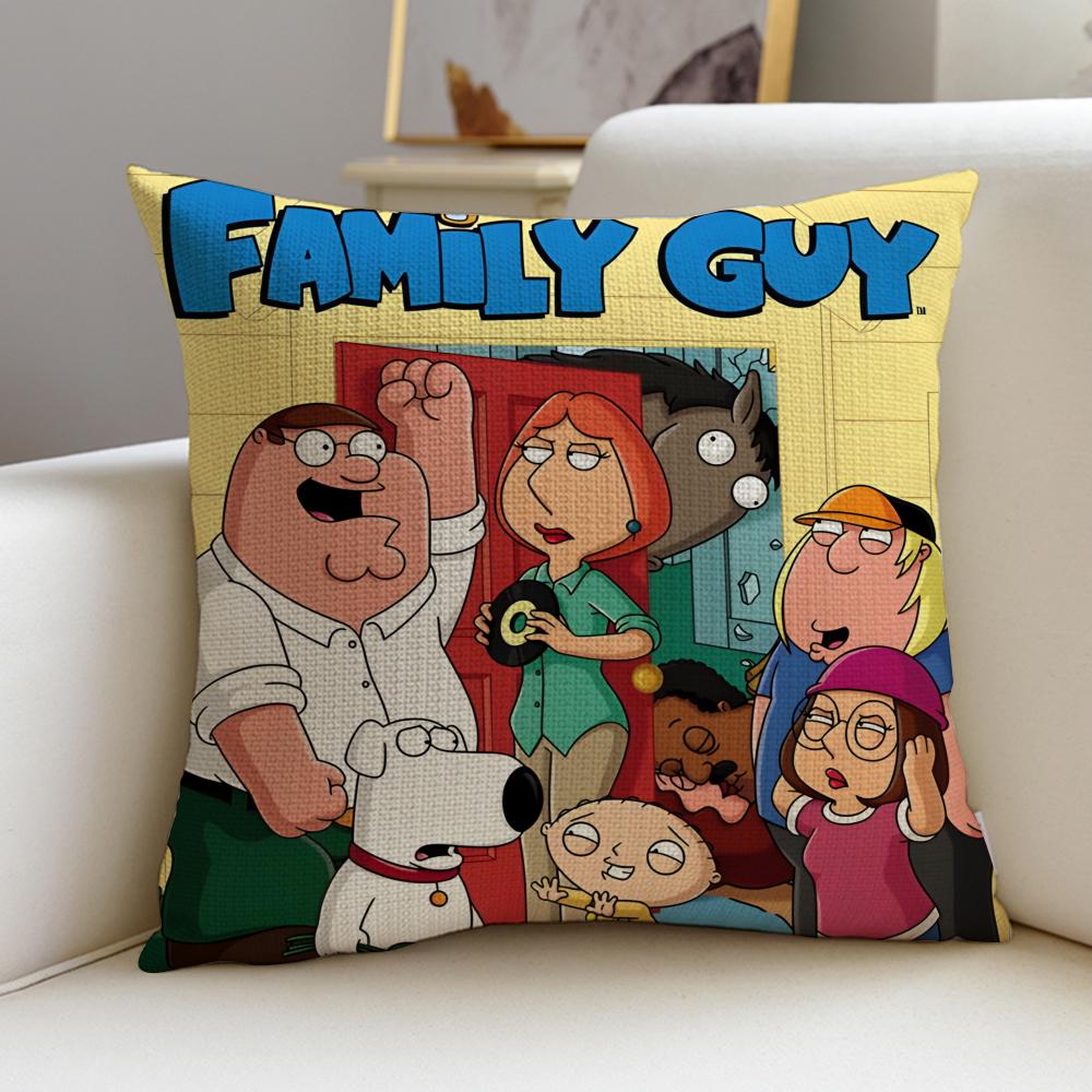 Witty FFamily GuyS Cushion Cover Breathable and skinfriendly linen pillowcase square removable and washable cushion
