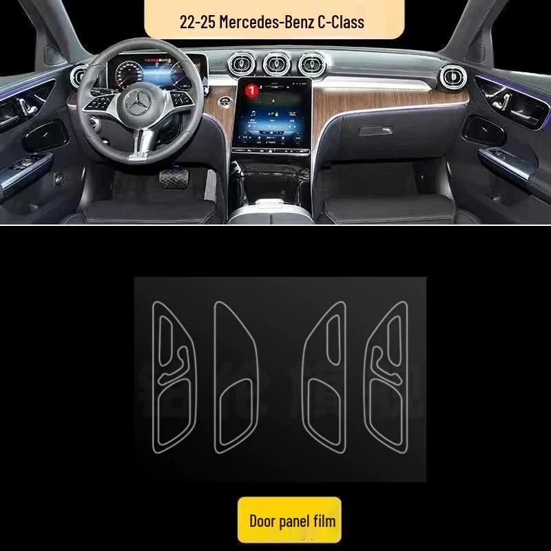 Fits 22-25 Mercedes-Benz C260L/C200L - Interior Center Console & Navigation Screen Protector Transparent TPU Film