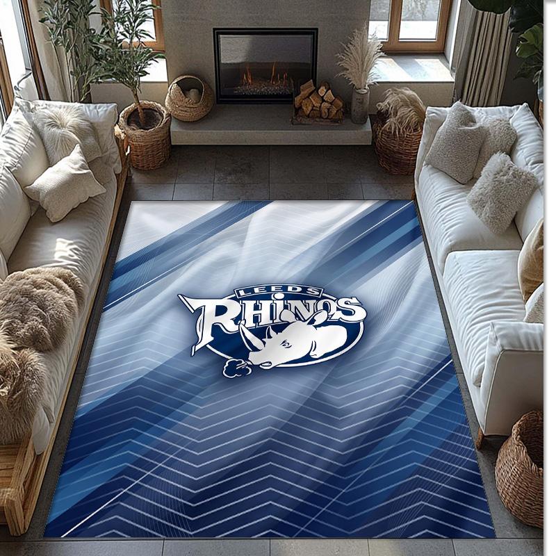 Leeds Rhinos Crystal Velvet Carpet Soft Anti?Slip Floor Mat Comfortable Home Living Room Bedroom Decor Rug