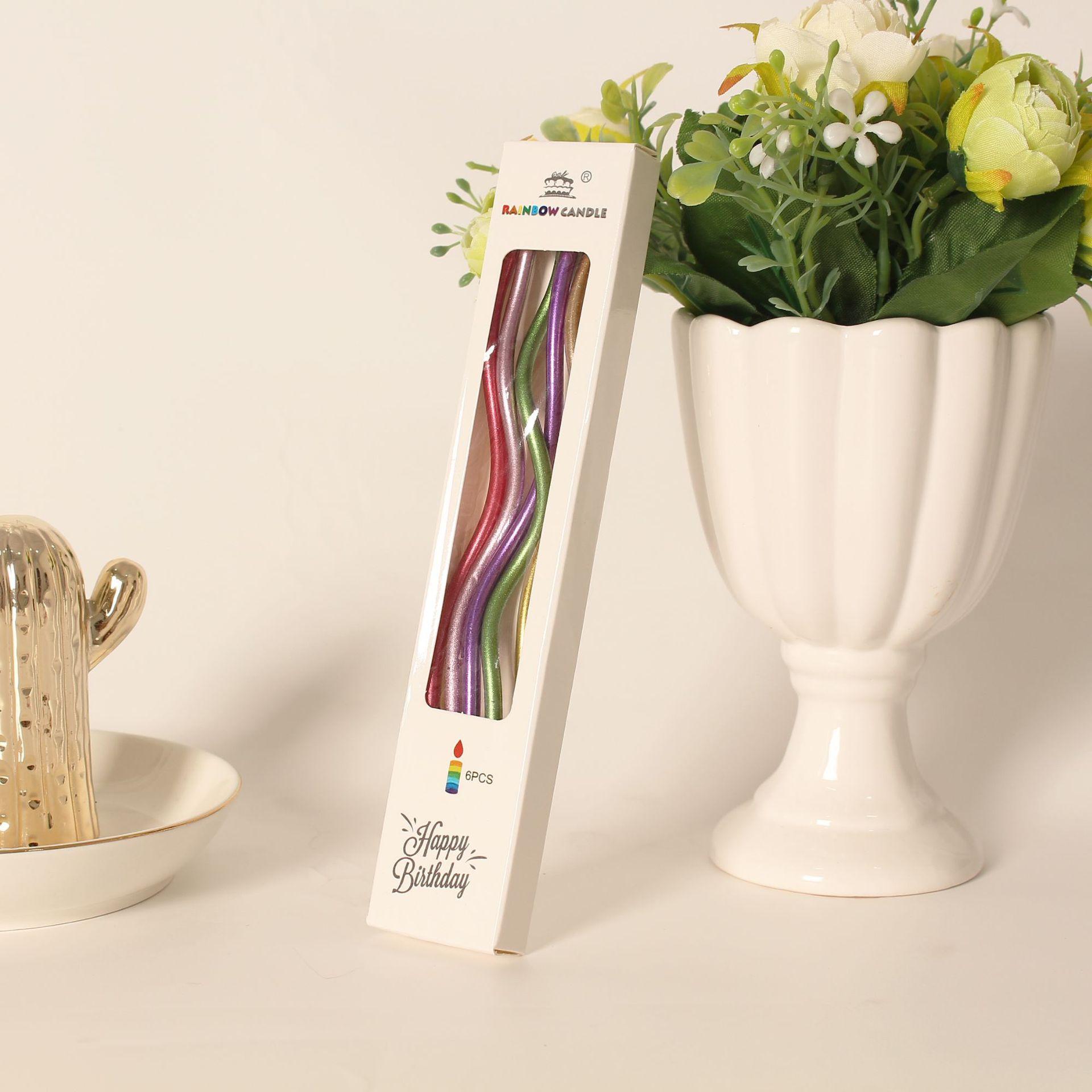 

12 шт. спиральные свечи с огнеопасной резьбой для вечеринки 6Candles (1 Boxes) разноцветный