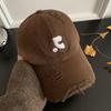 Vintage edging letter embroidery red baseball cap women's spring summer new big head circumference cap