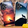 Der Mond und der Wolf Für Apple iPhone 16E 16 E 11 13 15 P ro 14 Pro Max 12 Mini 7 8 Plus XR XS Schwarze Handyhülle aus gehärtetem Glas