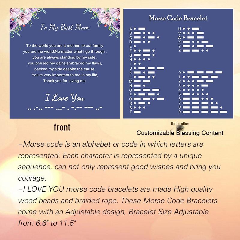 Morse Code 'I Love You' Rose Quartz Bracelet for Mom