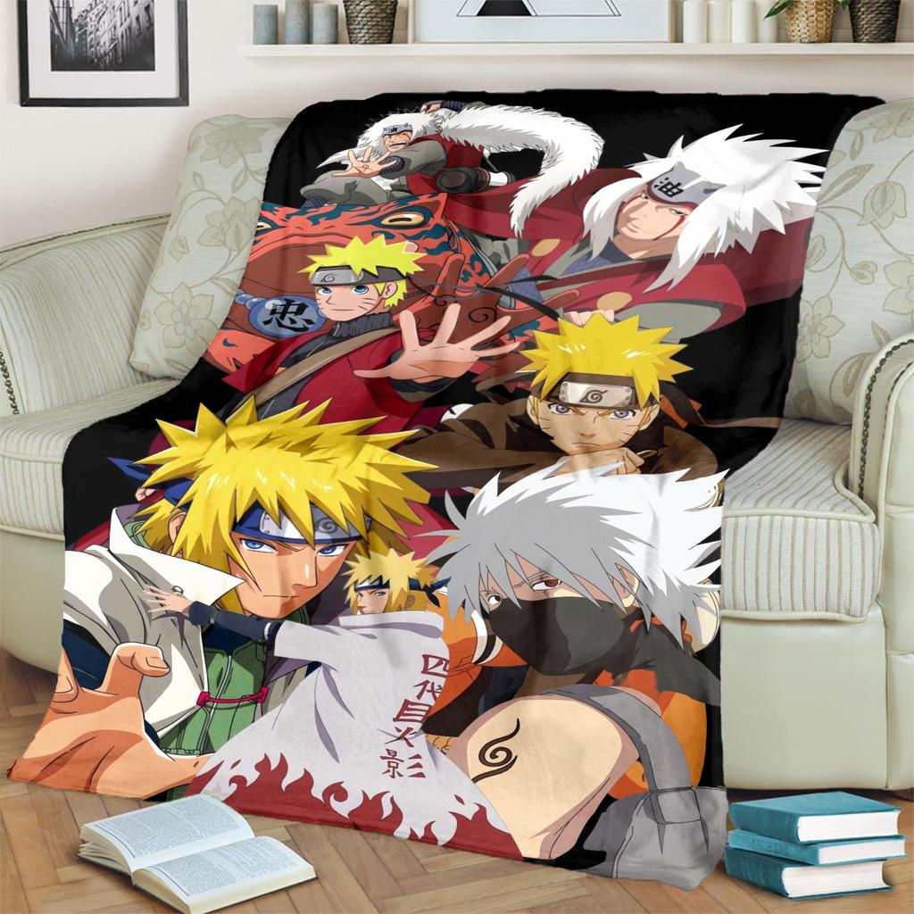 Anime-Naruto Print Blanket Warm Comfortable Flannel Blanket for Bedrooms, Sofas, Beds, Chairs, Picnics, Travel -LXR46