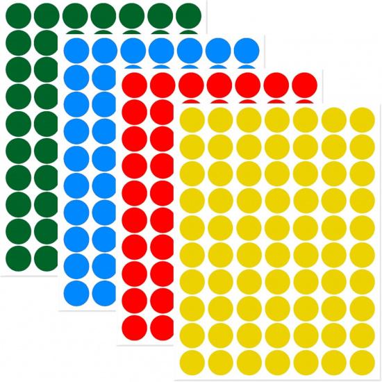 HUKONHEP 2800 PCS Dot Stickers, 3/4 Inch Round Colored Dot Stickers Labels - 4 Assorted Colors, for Office, School, Moving, Home(Red, Blue, Yellow,